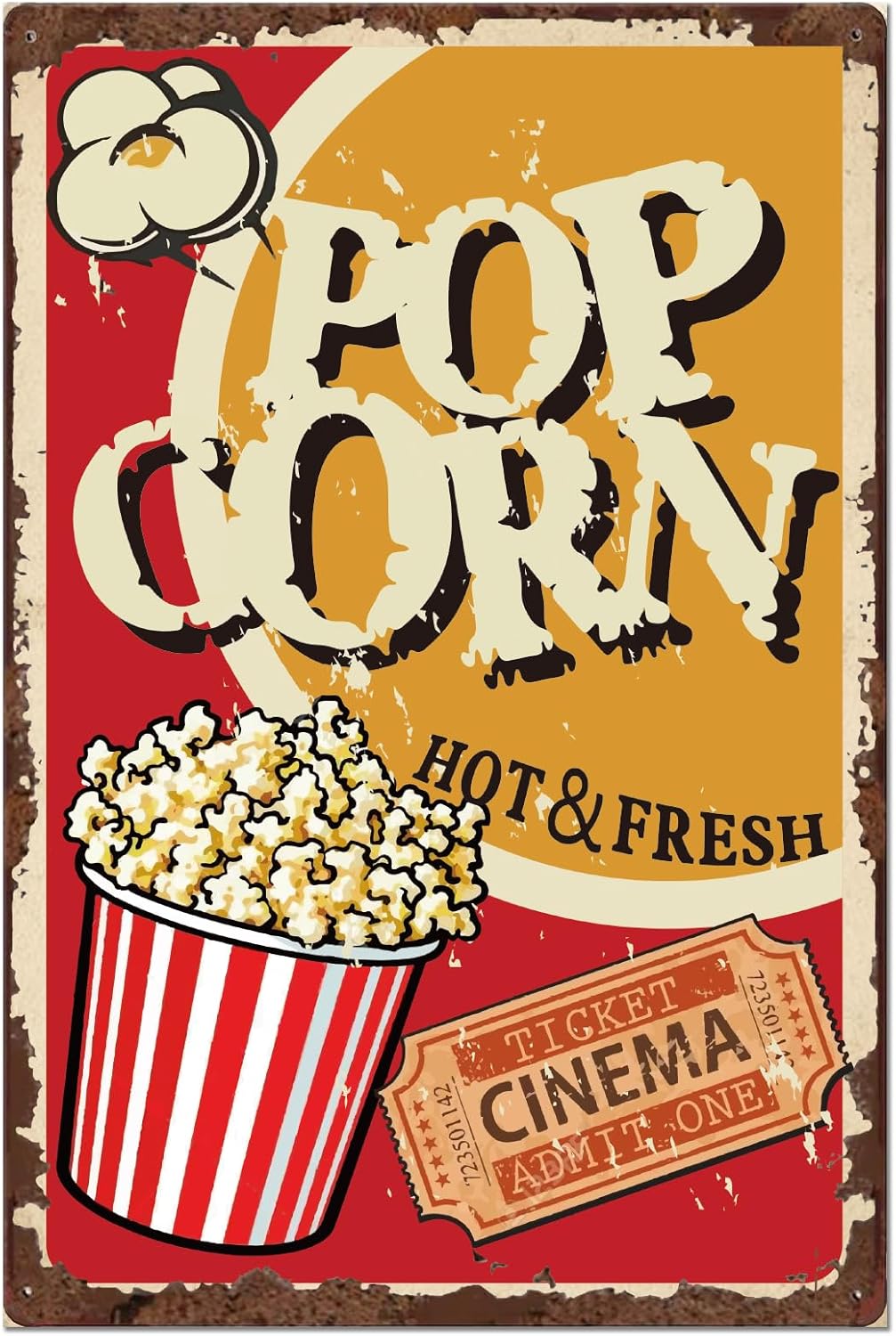 Home Cinema Wall - SUPERDANT Popcorn Tin Signs Cinema Metal