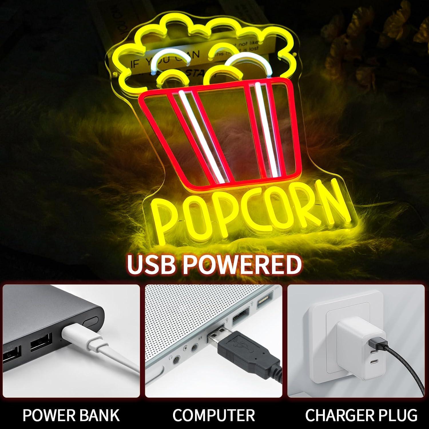Popcorn Bucket Neon Sign USB D - Home Cinema Wall Lights recensione e prezzo