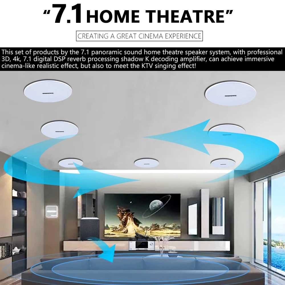 7.1 Home Theater Ceiling Speak - Home Cinema Audio System recensione e prezzo