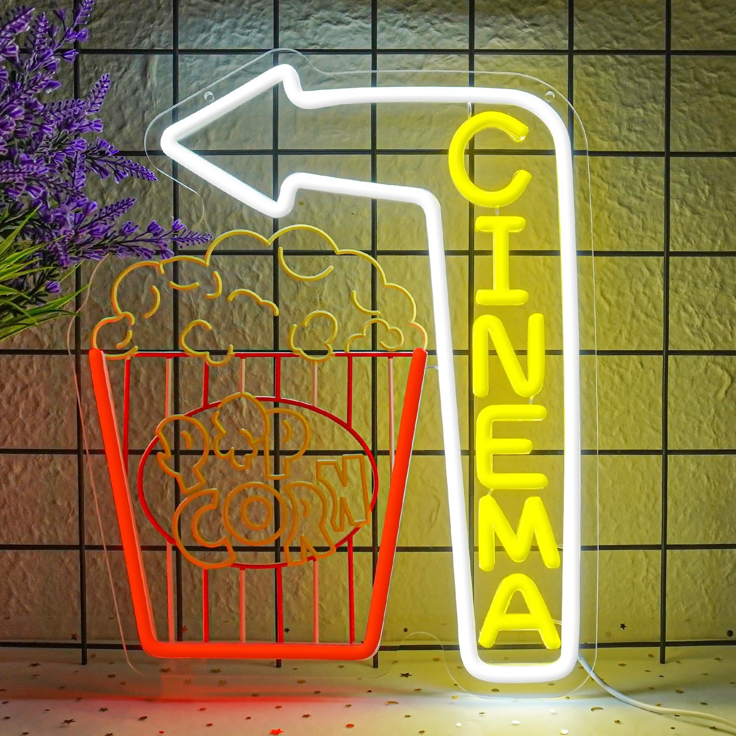 Cinema Arrow Neon Sign Popcorn - Home Cinema Wall Lights recensione e prezzo