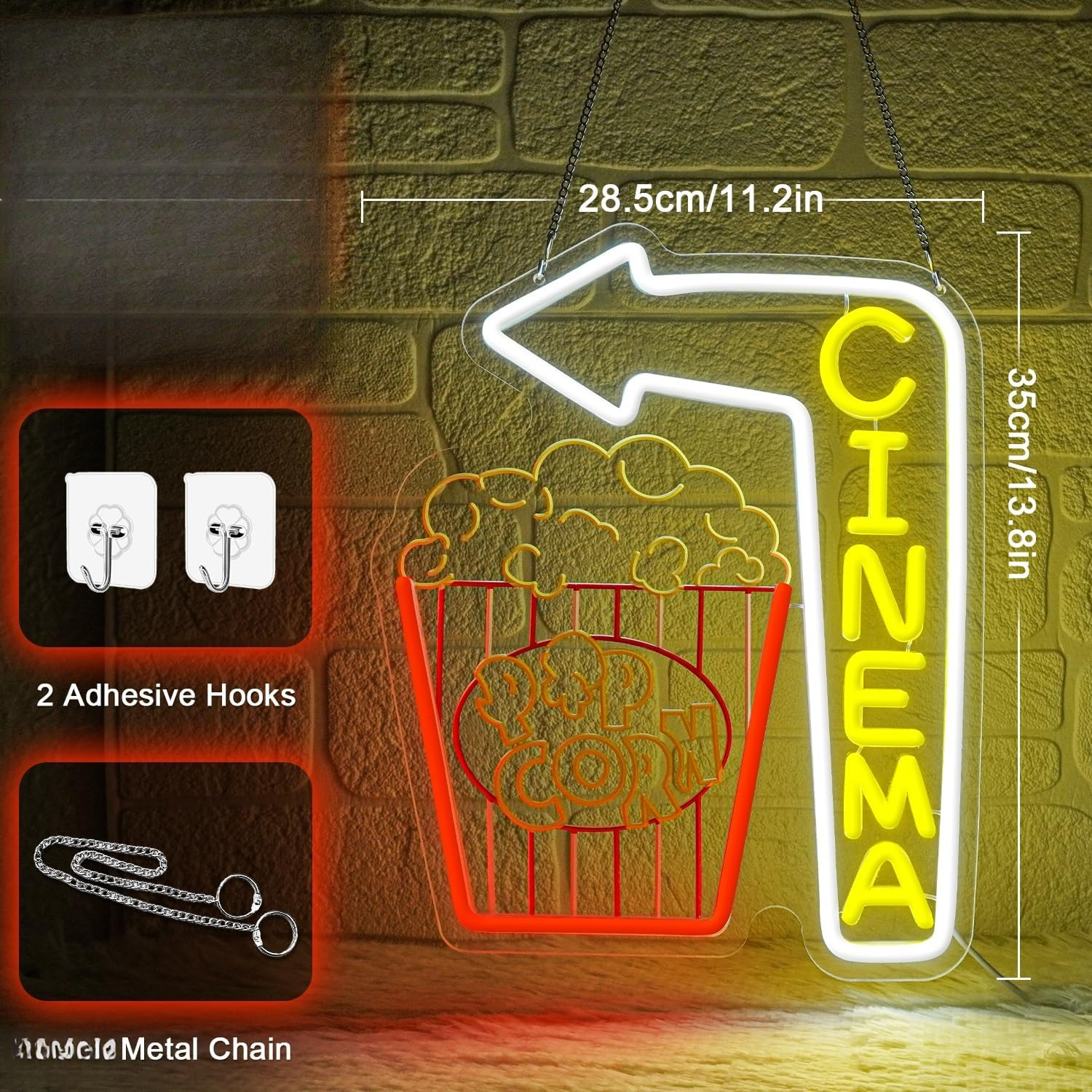 Cinema Arrow Neon Sign Popcorn - Home Cinema Wall Lights recensione e prezzo