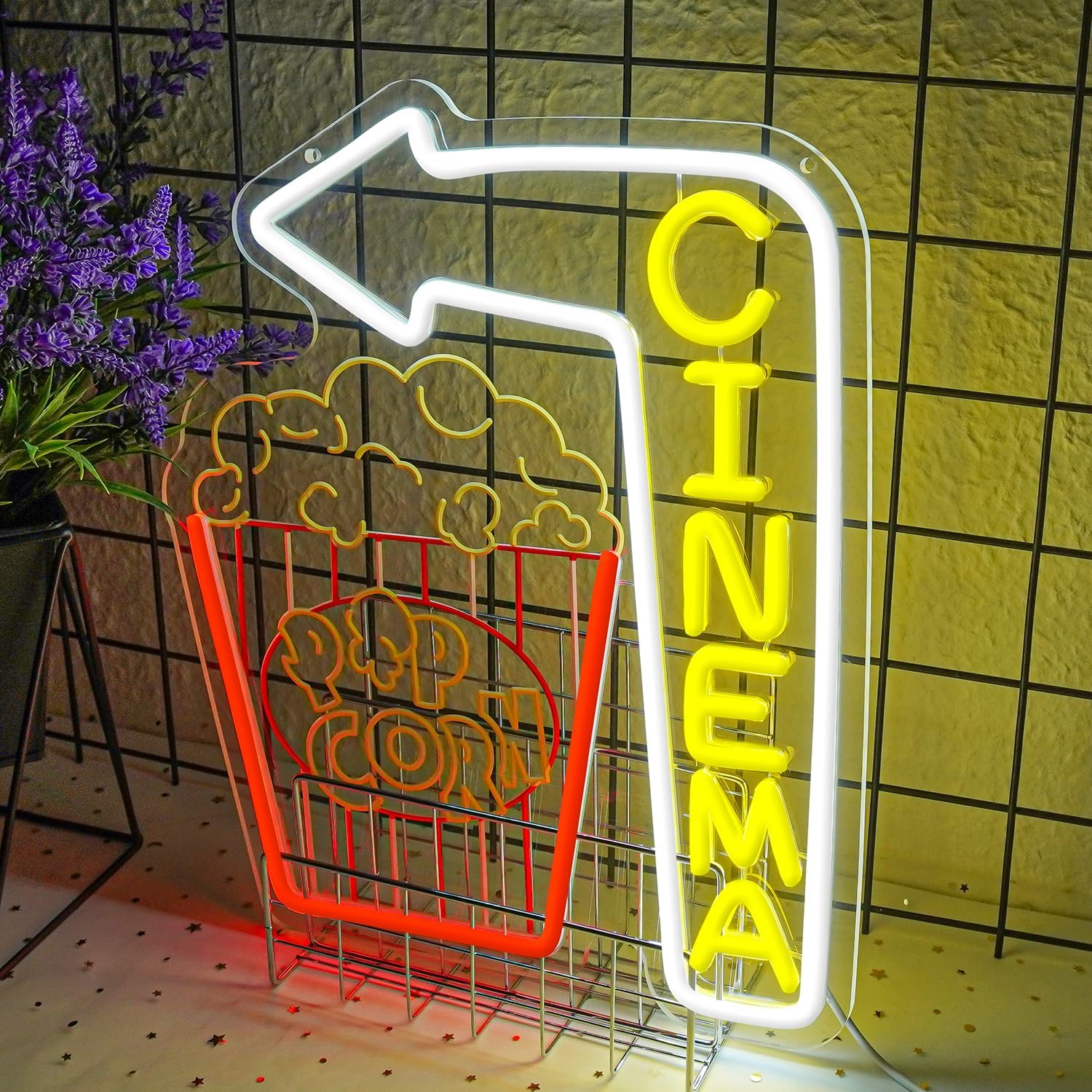Cinema Arrow Neon Sign Popcorn - Home Cinema Wall Lights recensione e prezzo