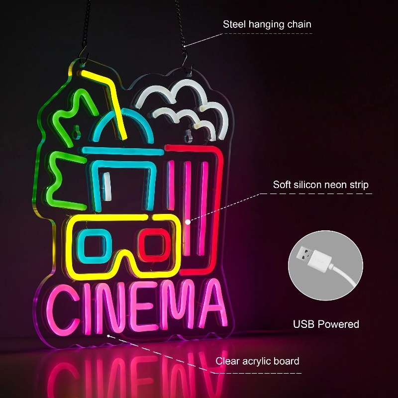 Cinema Neon Sign,Movie Time Ni - Home Cinema Wall Lights recensione e prezzo