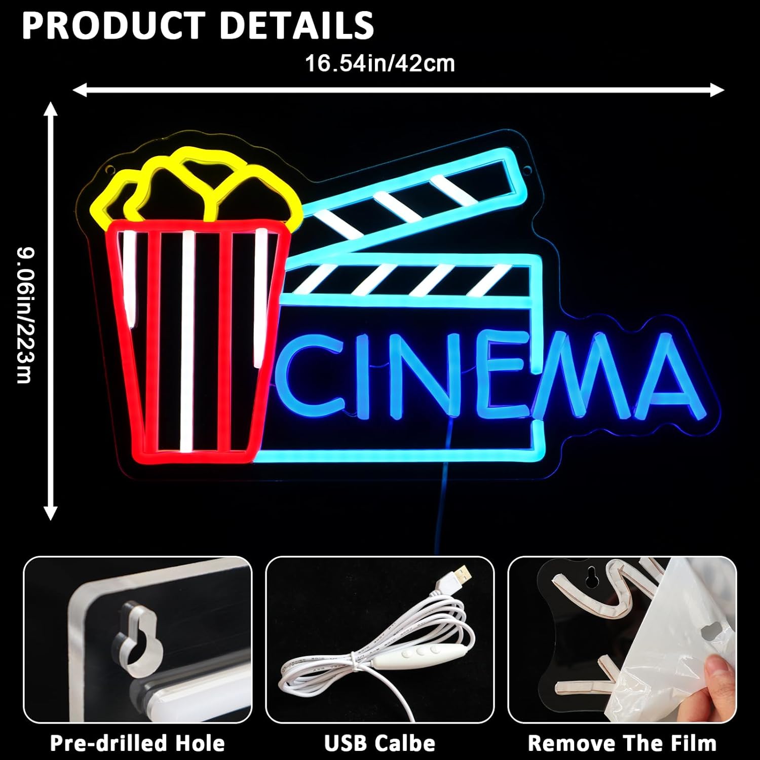 Cinema Neon Sign Art Wall Ligh - Home Cinema Wall Lights recensione e prezzo