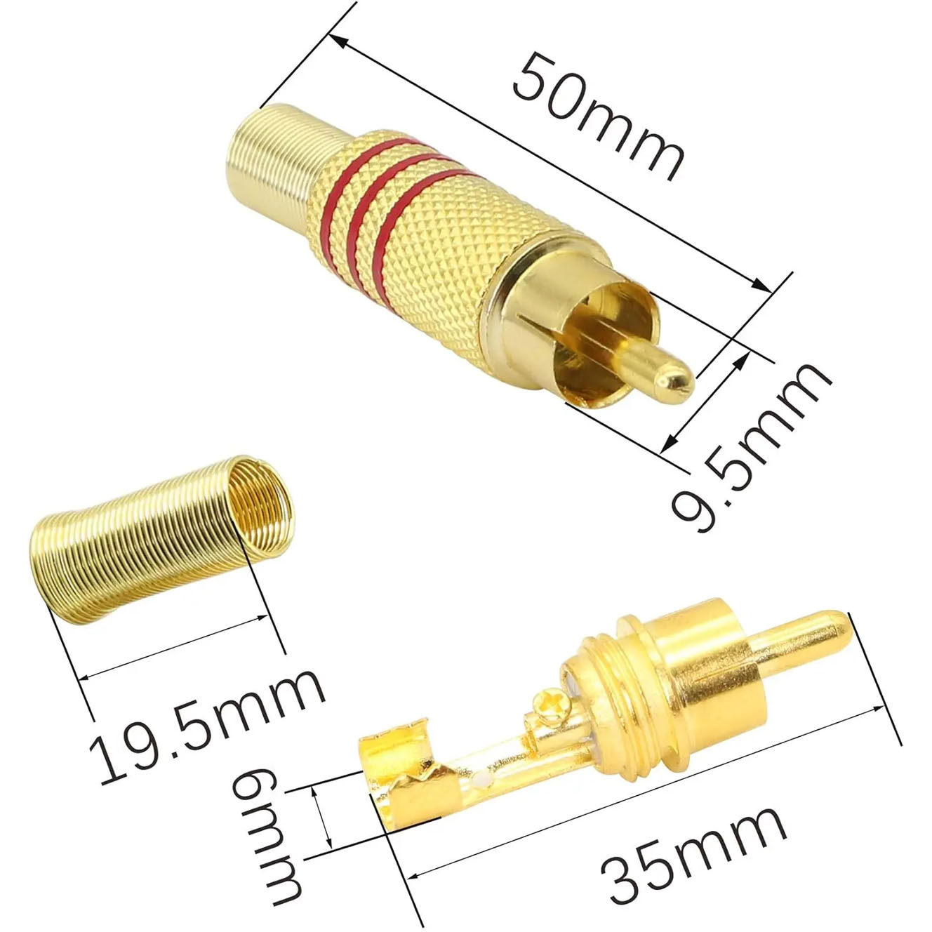 4PCS RCA Plug Gold Plated Sold - Home Cinema Audio System recensione e prezzo