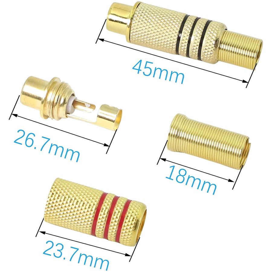 4PCS RCA Plug Gold Plated Sold - Home Cinema Audio System recensione e prezzo