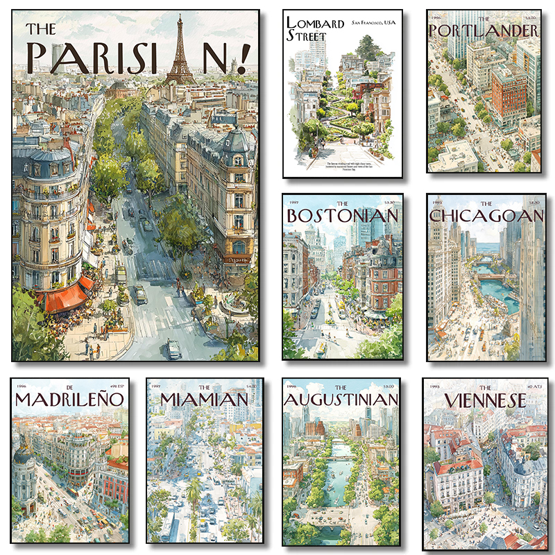 Downtown Skyline Travel Poster - Home Cinema Wall recensione e prezzo