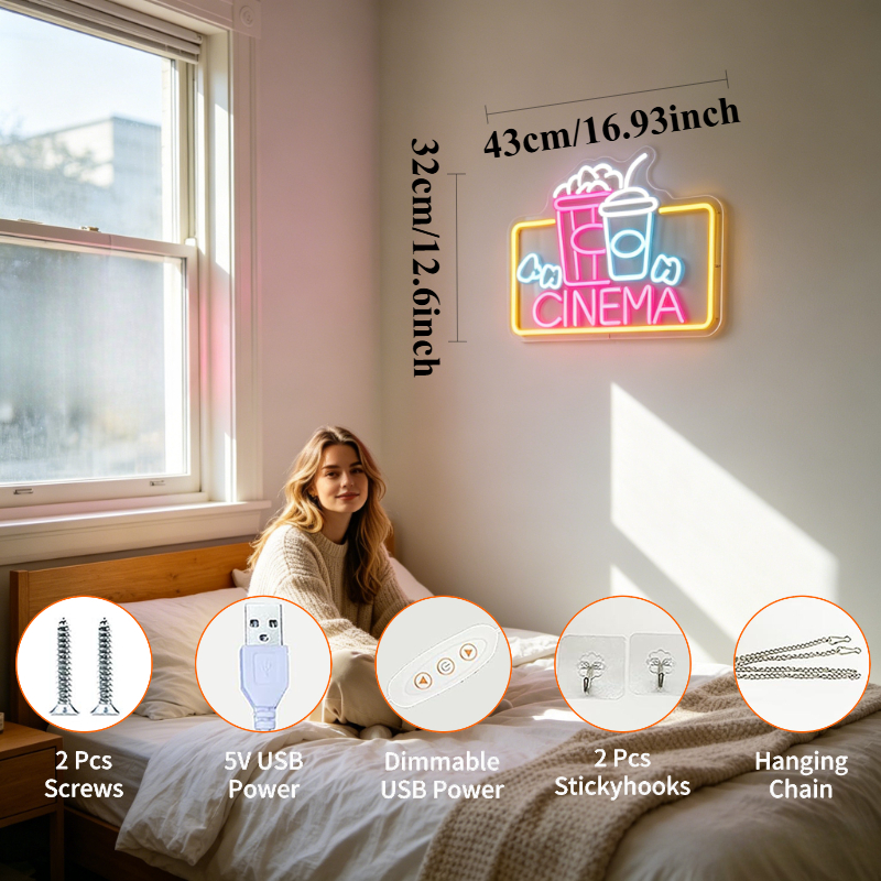 CINEMA Neon Sign USB Dimmable  - Home Cinema Wall Lights recensione e prezzo